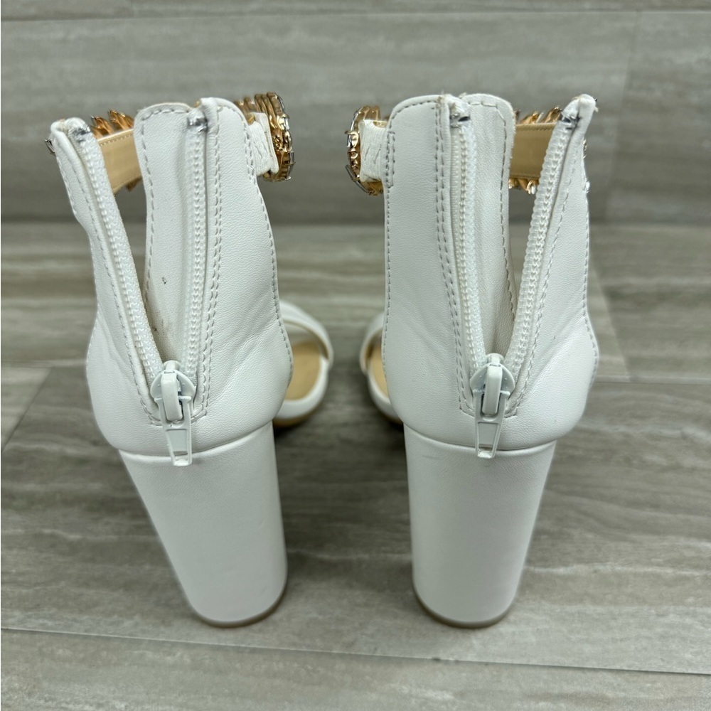 Lulu’s Mylan White Embellished Ankle Strap High Heel Womens Size 5 - Picture 6 of 13